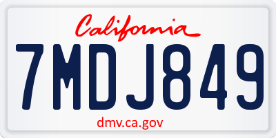 CA license plate 7MDJ849