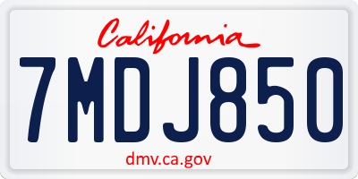 CA license plate 7MDJ850
