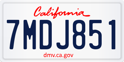 CA license plate 7MDJ851