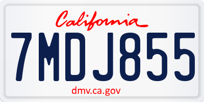 CA license plate 7MDJ855