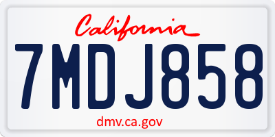 CA license plate 7MDJ858