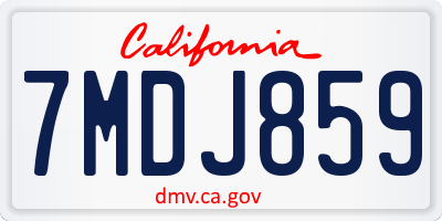 CA license plate 7MDJ859