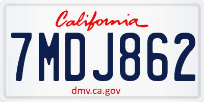 CA license plate 7MDJ862