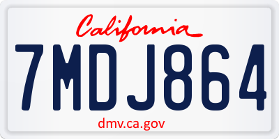 CA license plate 7MDJ864