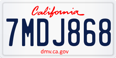 CA license plate 7MDJ868
