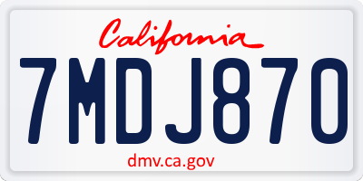CA license plate 7MDJ870