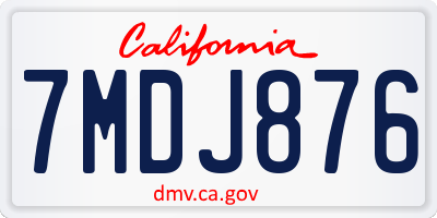 CA license plate 7MDJ876