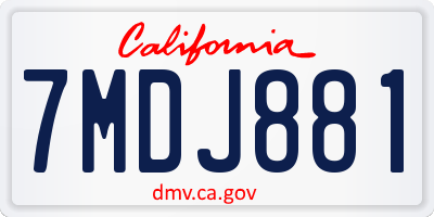 CA license plate 7MDJ881