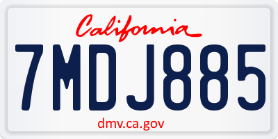 CA license plate 7MDJ885