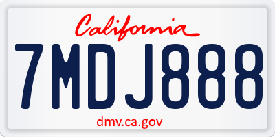 CA license plate 7MDJ888