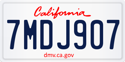 CA license plate 7MDJ907