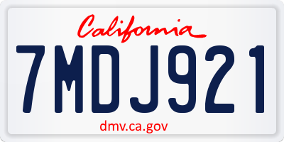 CA license plate 7MDJ921