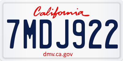 CA license plate 7MDJ922