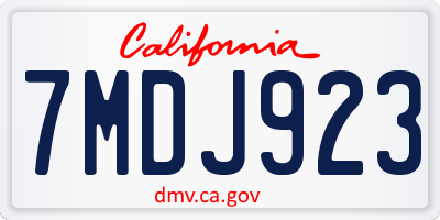 CA license plate 7MDJ923