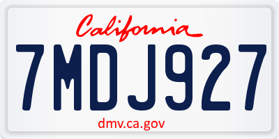 CA license plate 7MDJ927