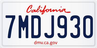 CA license plate 7MDJ930