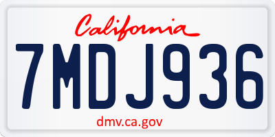 CA license plate 7MDJ936