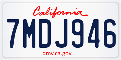 CA license plate 7MDJ946