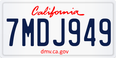 CA license plate 7MDJ949