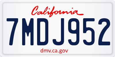 CA license plate 7MDJ952