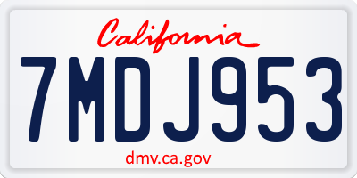 CA license plate 7MDJ953