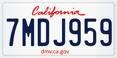 CA license plate 7MDJ959
