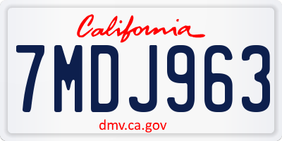 CA license plate 7MDJ963