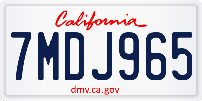 CA license plate 7MDJ965