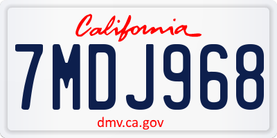 CA license plate 7MDJ968