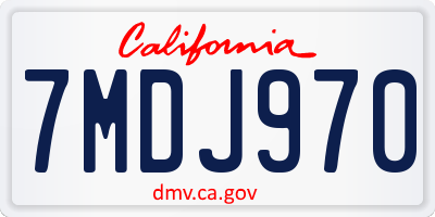 CA license plate 7MDJ970