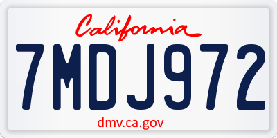 CA license plate 7MDJ972