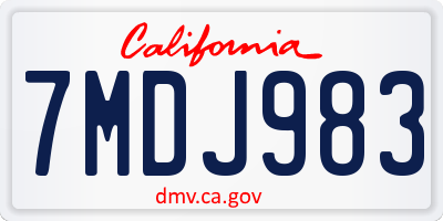 CA license plate 7MDJ983