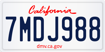 CA license plate 7MDJ988