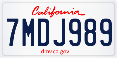 CA license plate 7MDJ989