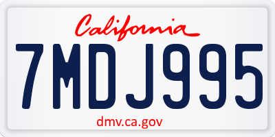 CA license plate 7MDJ995