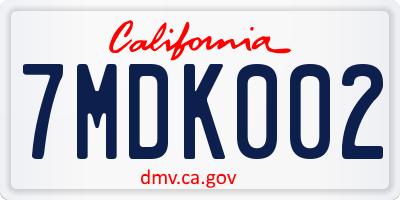 CA license plate 7MDK002