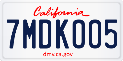 CA license plate 7MDK005
