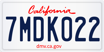 CA license plate 7MDK022