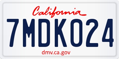 CA license plate 7MDK024