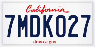 CA license plate 7MDK027