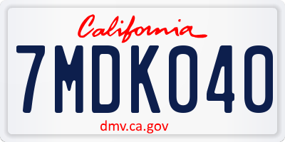 CA license plate 7MDK040