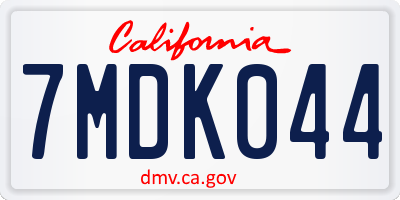 CA license plate 7MDK044