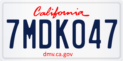 CA license plate 7MDK047
