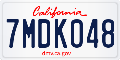 CA license plate 7MDK048