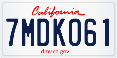 CA license plate 7MDK061