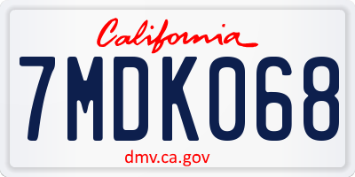CA license plate 7MDK068