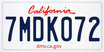 CA license plate 7MDK072