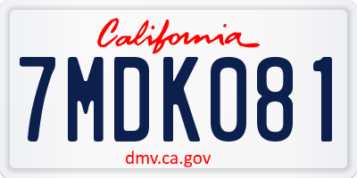 CA license plate 7MDK081
