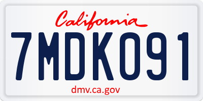 CA license plate 7MDK091