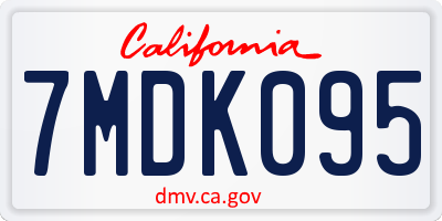 CA license plate 7MDK095